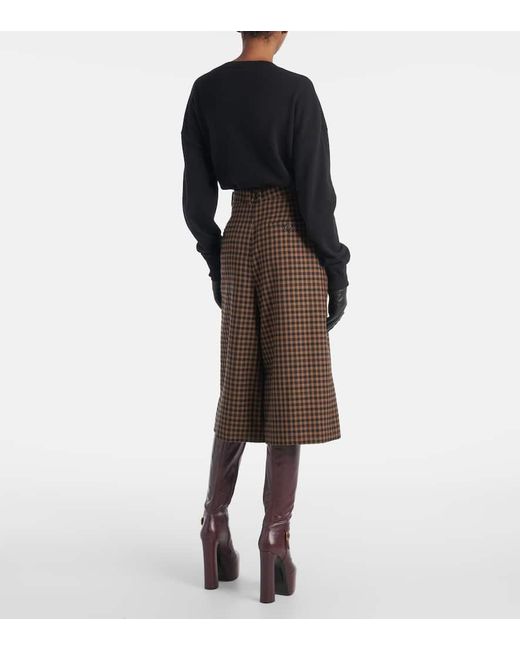 Saint Laurent Brown Mid-Rise Culottes Aus Wolle