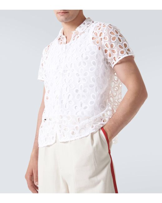 Bode White Primrose Floral Lace Shirt for men