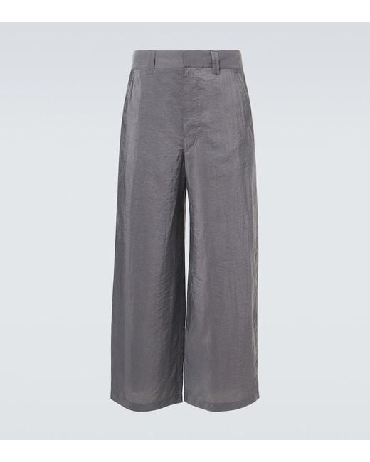 Lemaire Gray Silk-Blend Barrel-Leg Pants for men