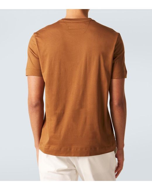 Zegna Brown Logo Cotton Jersey T-Shirt for men