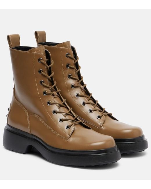 Tod's Brown Leather Combat Boots
