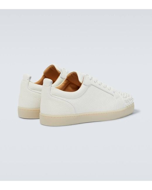 Christian Louboutin White Louis Junior Spikes Cap-Toe Full-Grain Leather Sneakers for men