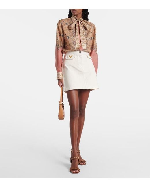 Valentino Multicolor Voyage Imaginaire Cotton Muslin Blouse