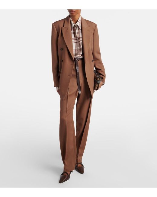 Brunello Cucinelli Brown Wool-Blend Suit Pants