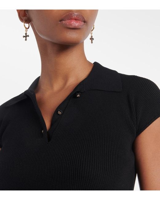 Dolce & Gabbana Black Ribbed-Knit Polo Shirt