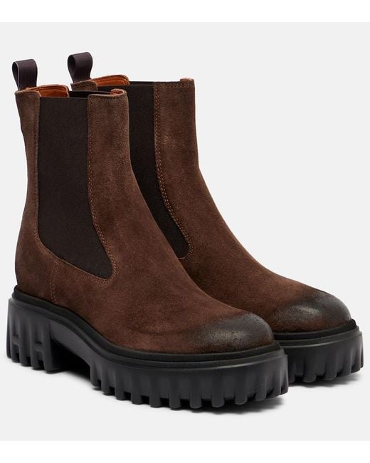 Hogan Brown H700 Suede Chelsea Boots