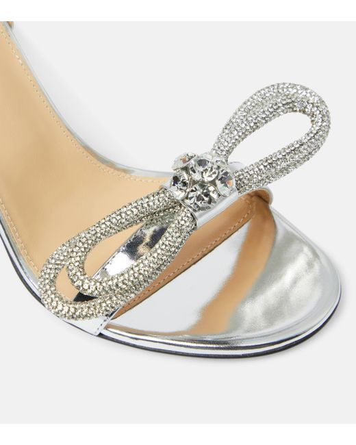 Mach & Mach Double Bow 95 Metallic Leather Sandals