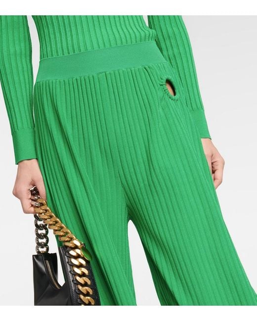 Stella McCartney Green Ribbed-Knit Culottes