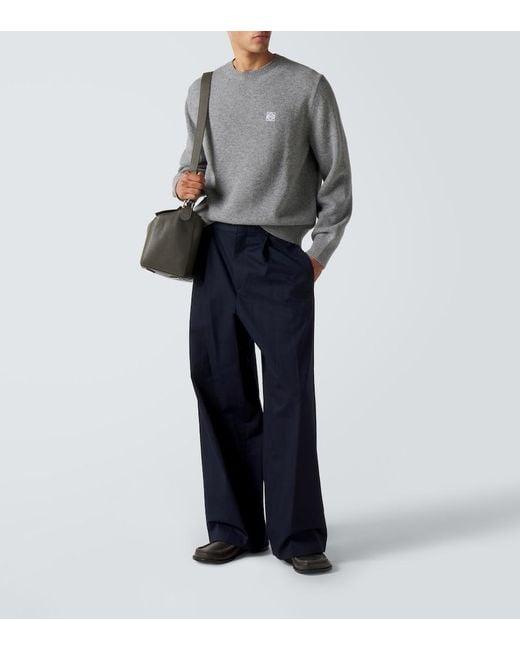 Loewe Gray Anagram Wool Sweater for men
