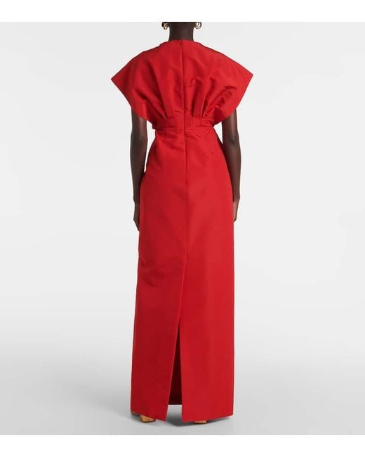 Carolina Herrera Red Bow-Detail Silk Faille Gown