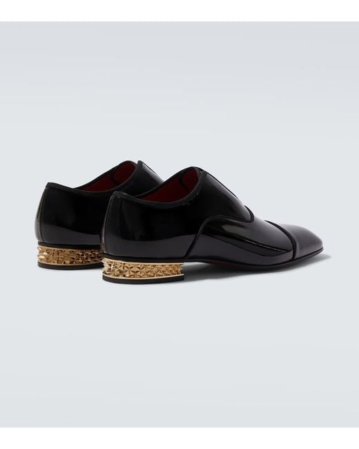 Christian Louboutin Black Alphamale Rocks Patent Leather Derby Shoes for men
