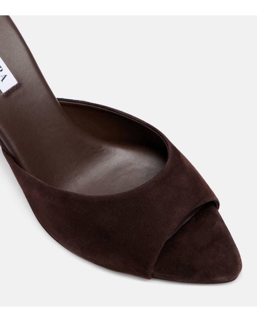 Aquazzura Brown Bisous 65 Suede Mules