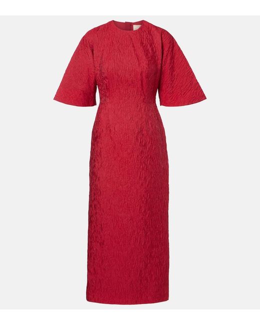 Roksanda Red Falah Cloque Midi Dress