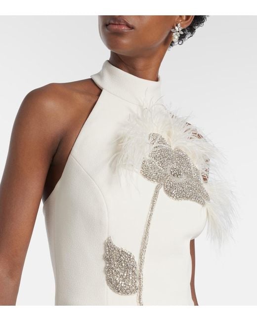 Rebecca Vallance White Starlight Embellished Halterneck Gown