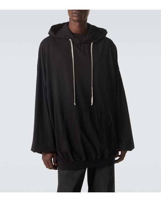 Rick Owens Black Drkshdw Hun Cotton Jersey Hoodie for men
