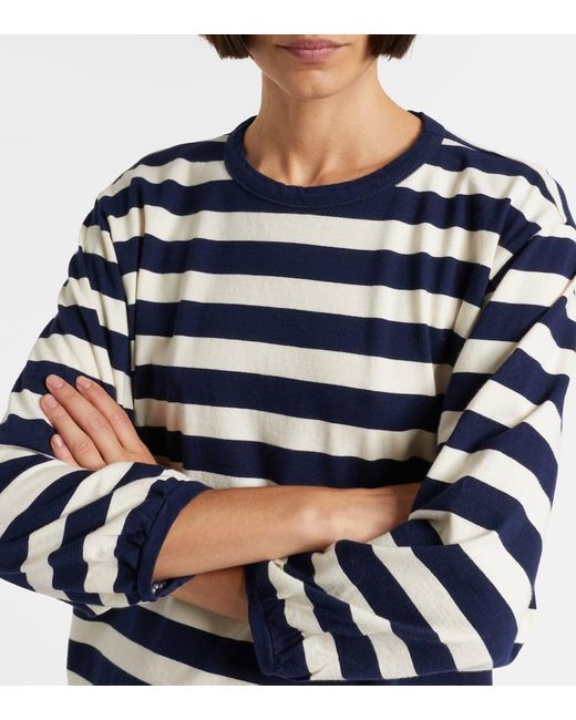 Velvet Blue Edora Striped Cotton Jersey Sweatshirt