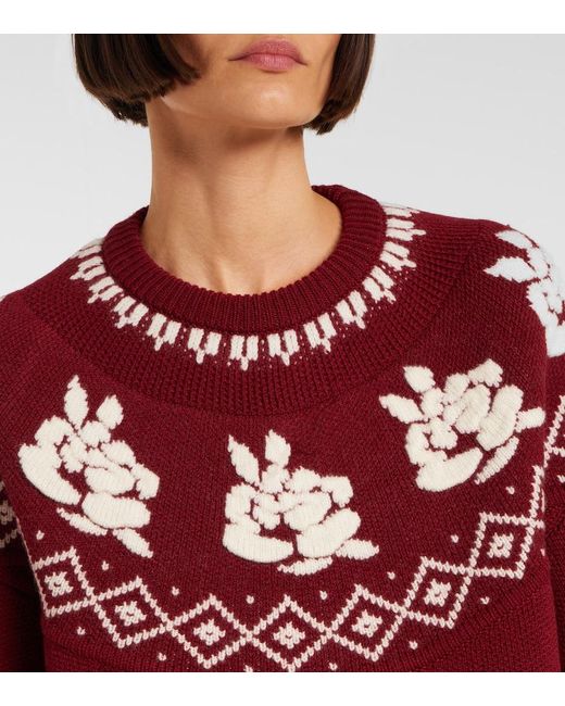 Magda Butrym Red Fair Isle Wool Sweater
