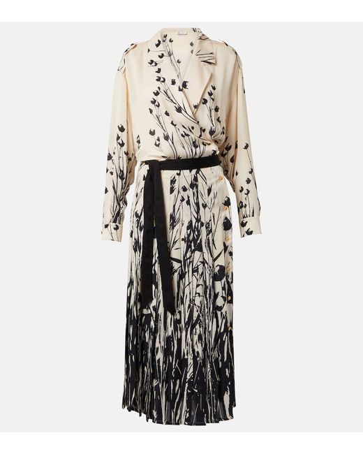Robe Midi Federica En Soie A Fleurs Loro Piana en coloris White