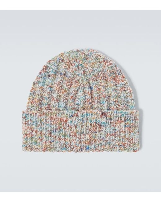 Loewe White Anagram Wool And Cashmere-Blend Beanie for men