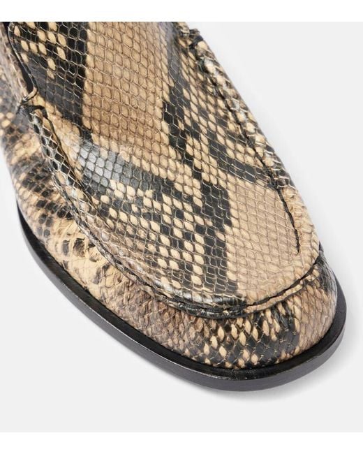 Dries Van Noten Natural Snake-Effect Leather Loafers