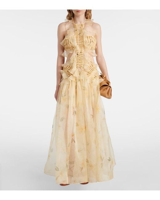 Zimmermann Natural Balance Ruffled Silk Organza Maxi Dress