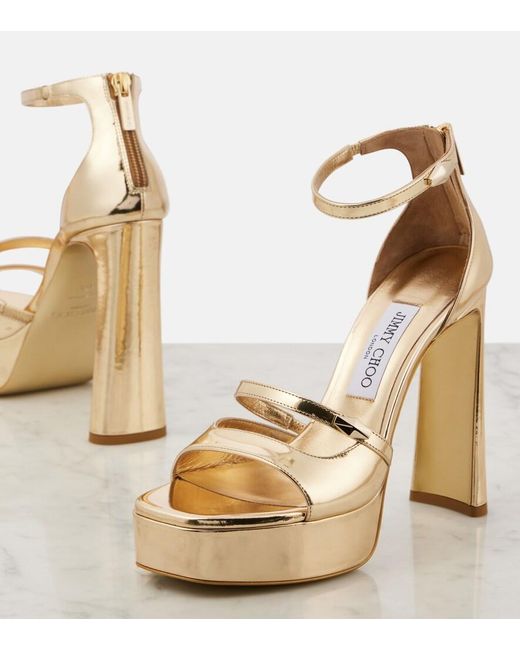 Jimmy Choo Claressa Metallic Leather Platform Sandals