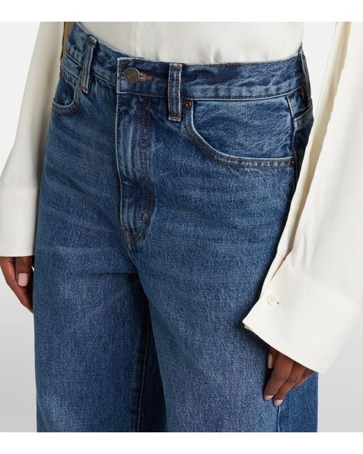 FRAME Blue The Bow Barrel-Leg Jeans