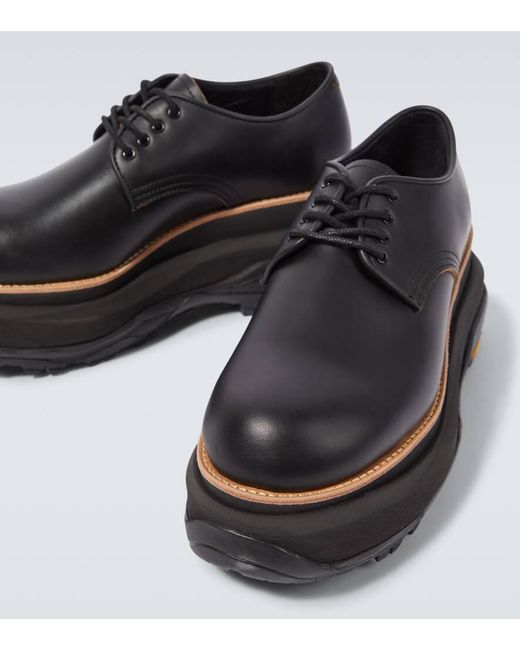 Zapatos derby de piel con plataforma Sacai de hombre de color Black