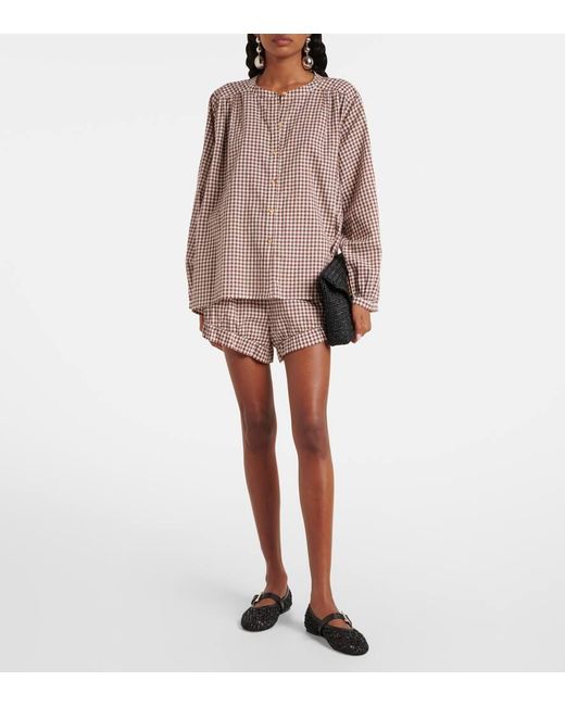 Posse Brown Callie Gingham Cotton Shorts