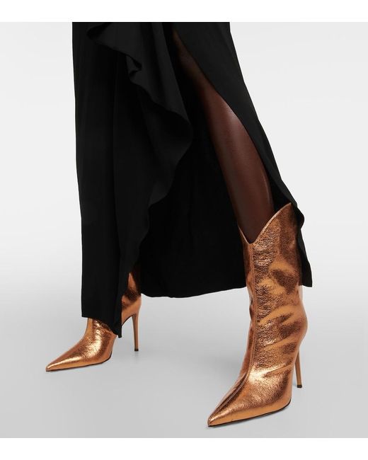 Alexandre Vauthier Orange Leather Ankle Boots