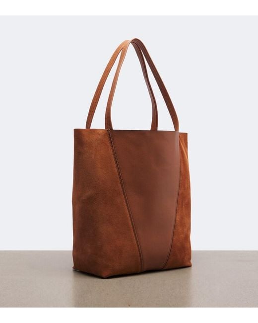 Chloé Brown Spin Medium Leather And Suede Tote Bag