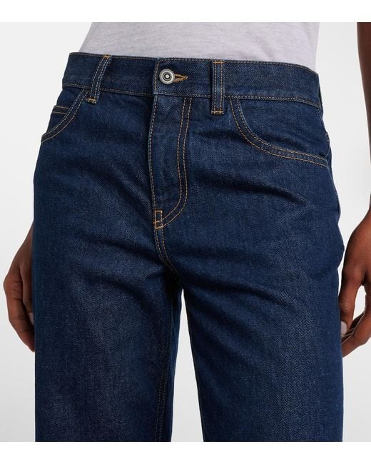The Row Blue Carlyl Mid-Rise Straight Jeans