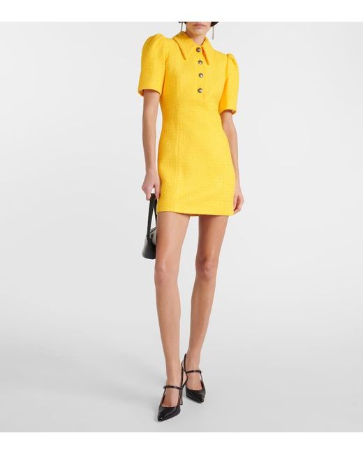 Alessandra Rich Yellow Minikleid aus Tweed