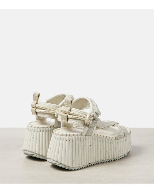 Chloé Nama Metallic Wedge Sandals