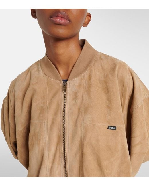 Prada Natural Suede Bomber Jacket