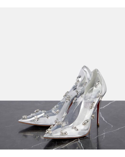 Christian Louboutin White Degraqueen Embellished Pvc Pumps
