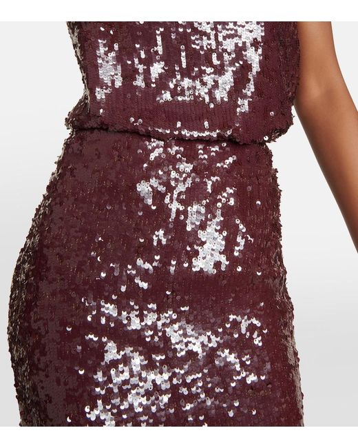 Dries Van Noten Purple Sequined Jersey Maxi Skirt
