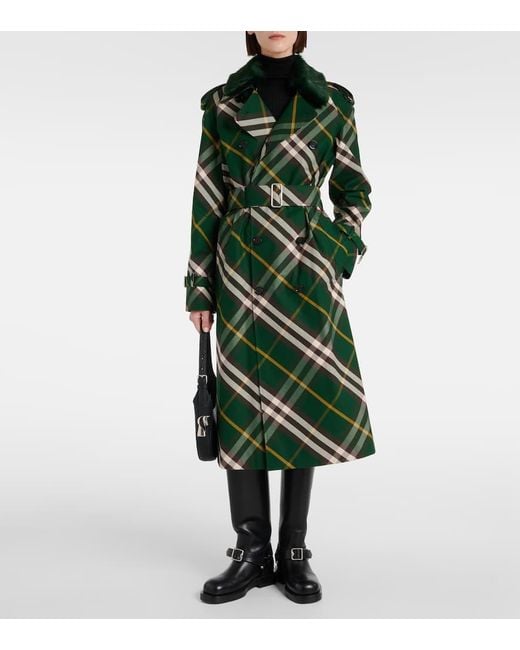 Gabardina de Kensington con patrón de verificación Burberry de color Green
