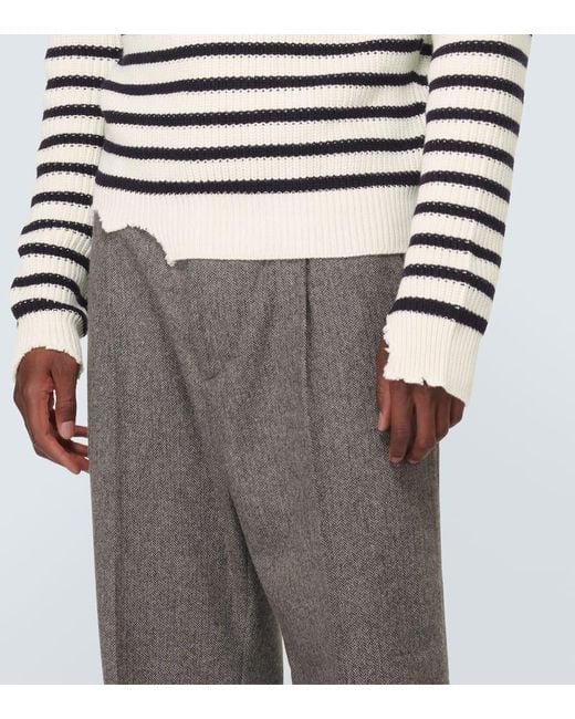 Marni White Striped Wool Sweater for men