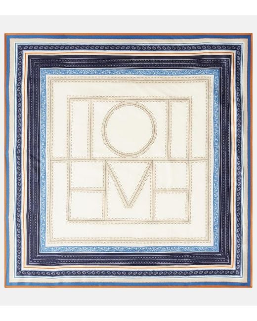 Totême Blue Printed Silk Twill Scarf
