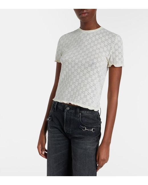 Gucci White Pullover Gg Aus Devore