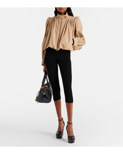 Chloé Natural Gathered Cropped Cotton Canvas Jacket