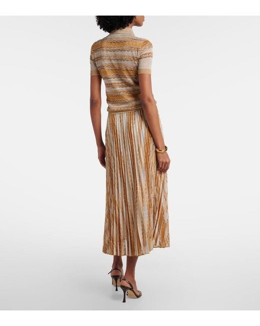 Missoni Natural Plisse Printed Midi Skirt