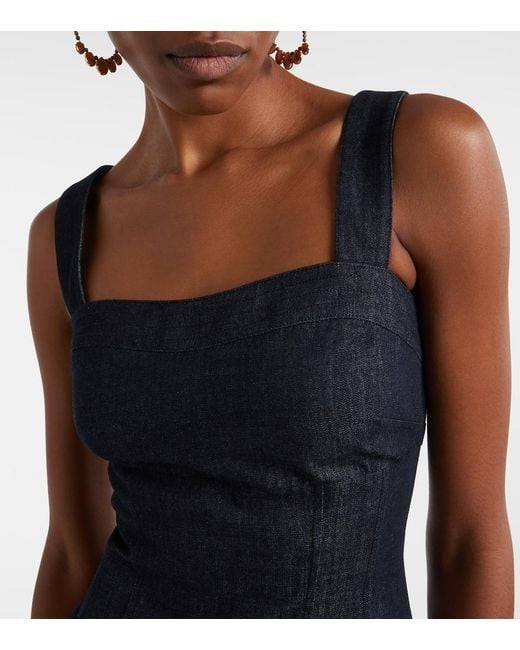 Veronica Beard Blue Rosaura Floral Denim Midi Dress