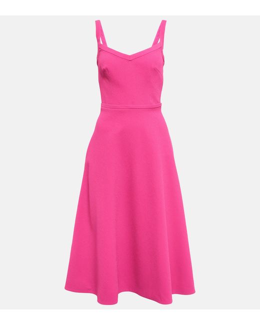 Emilia Wickstead Elvita Crepe Midi Dress in Pink | Lyst