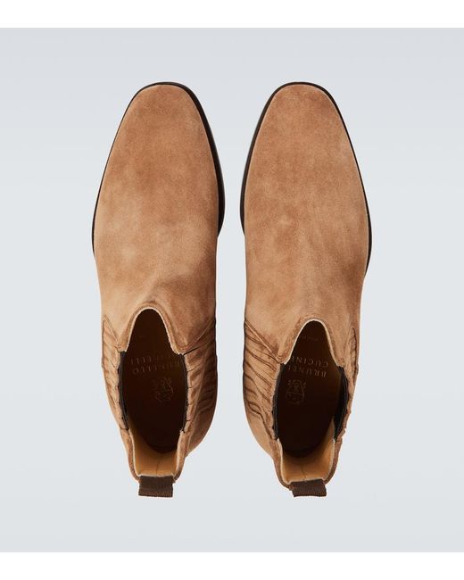 Bottines Chelsea En Daim Brunello Cucinelli pour homme en coloris Brown