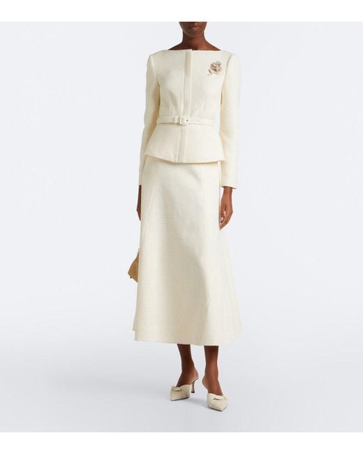 Roland Mouret White Boucle Midi Skirt