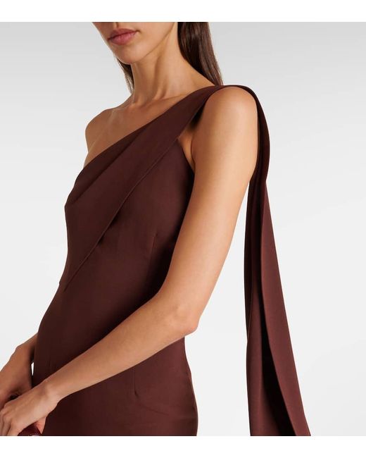 Roland Mouret Asymmetric Cady Midi Dress in Purple