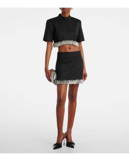 Jonathan Simkhai Black Verziertes Cropped-Top Jalen
