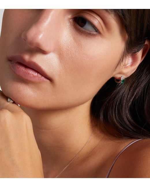 Repossi White Serti Sur Vide 18Kt Single Earring With Diamonds And Emerald